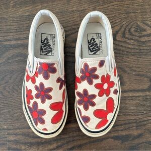 Vans Floral Slip-On Sneakers - Red and Purple